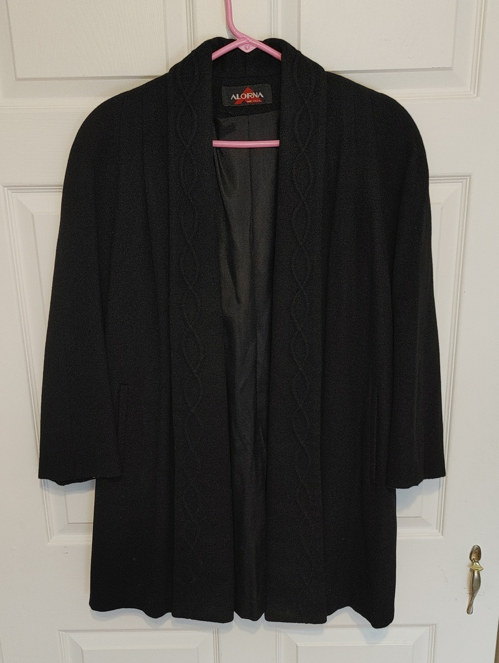 Alorna Black Shawl Collar Open-Front Blazer Jacket